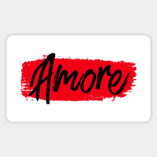 Amore text with red background Magnet